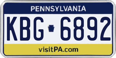 PA license plate KBG6892
