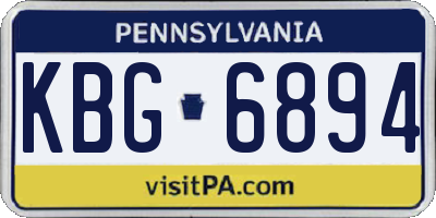 PA license plate KBG6894