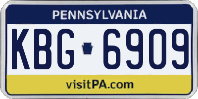 PA license plate KBG6909