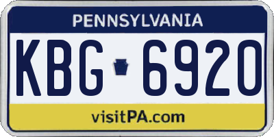 PA license plate KBG6920
