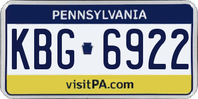 PA license plate KBG6922