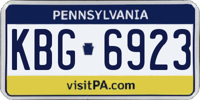 PA license plate KBG6923