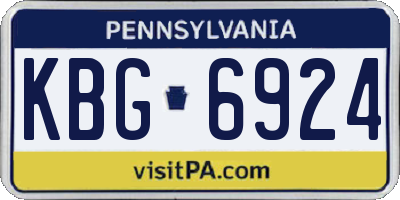 PA license plate KBG6924