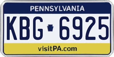 PA license plate KBG6925