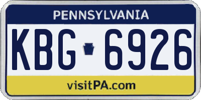 PA license plate KBG6926