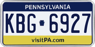 PA license plate KBG6927