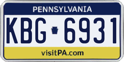 PA license plate KBG6931