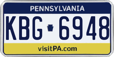 PA license plate KBG6948