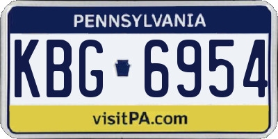 PA license plate KBG6954