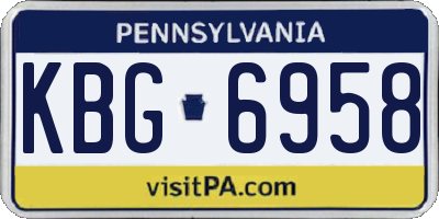 PA license plate KBG6958