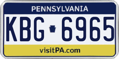 PA license plate KBG6965