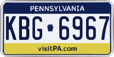 PA license plate KBG6967