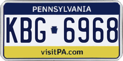 PA license plate KBG6968