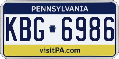 PA license plate KBG6986