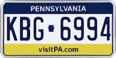 PA license plate KBG6994