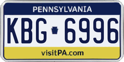 PA license plate KBG6996