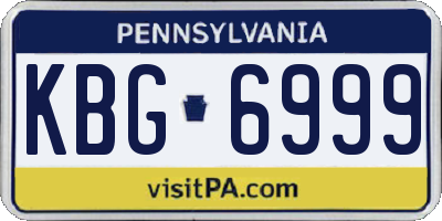 PA license plate KBG6999