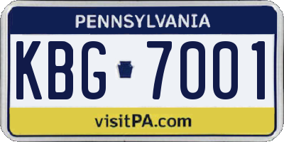 PA license plate KBG7001