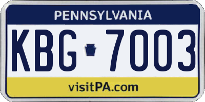 PA license plate KBG7003