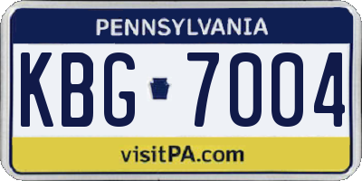 PA license plate KBG7004