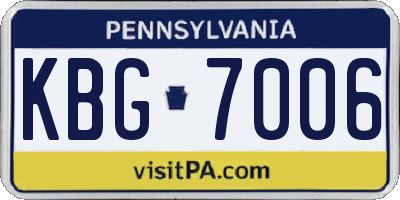 PA license plate KBG7006