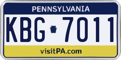 PA license plate KBG7011