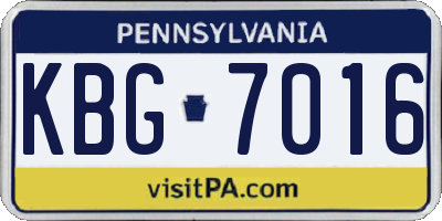 PA license plate KBG7016