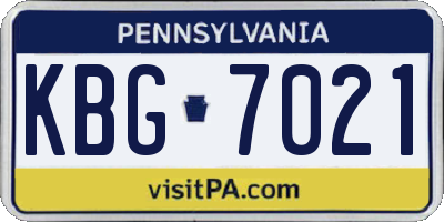 PA license plate KBG7021