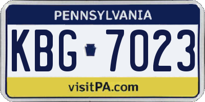 PA license plate KBG7023