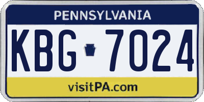 PA license plate KBG7024