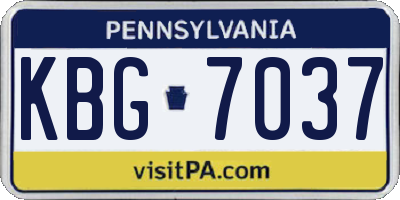 PA license plate KBG7037