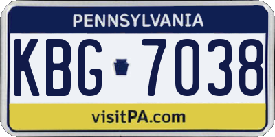 PA license plate KBG7038
