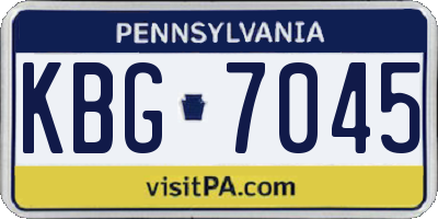 PA license plate KBG7045