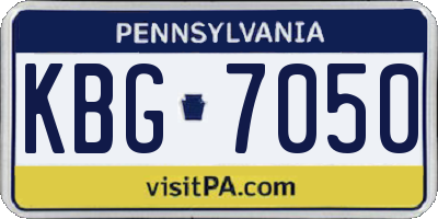 PA license plate KBG7050