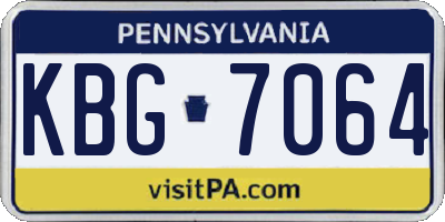 PA license plate KBG7064
