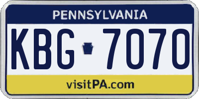 PA license plate KBG7070