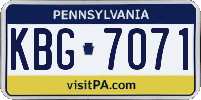 PA license plate KBG7071