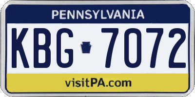 PA license plate KBG7072
