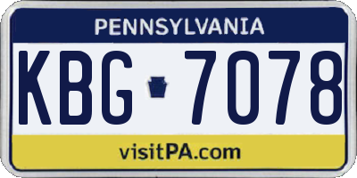 PA license plate KBG7078