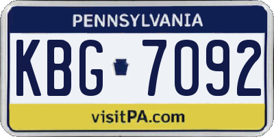 PA license plate KBG7092