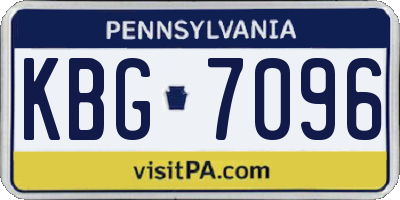 PA license plate KBG7096