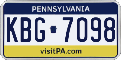 PA license plate KBG7098