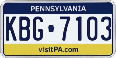 PA license plate KBG7103