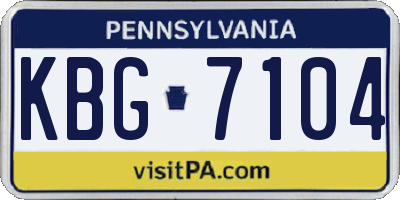 PA license plate KBG7104
