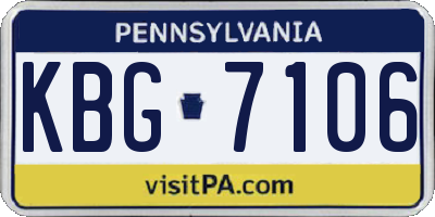 PA license plate KBG7106