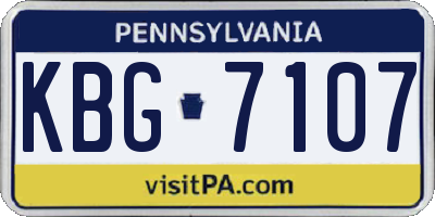 PA license plate KBG7107