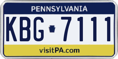PA license plate KBG7111