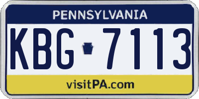 PA license plate KBG7113