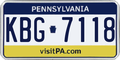 PA license plate KBG7118