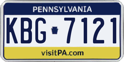 PA license plate KBG7121